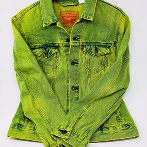 levi's the trucker neon green denim jacket